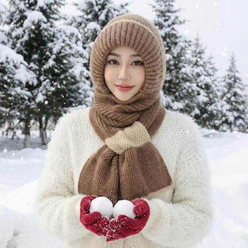 Image of Kraptick Women's Winter Cap and Scarf Set - Thick Fleece Lined Knitted Beanie Hat and Neck Warmer Muffler for Ladies, Stretchable & Soft Woolen Snow Proof for Extreme Cold -5
