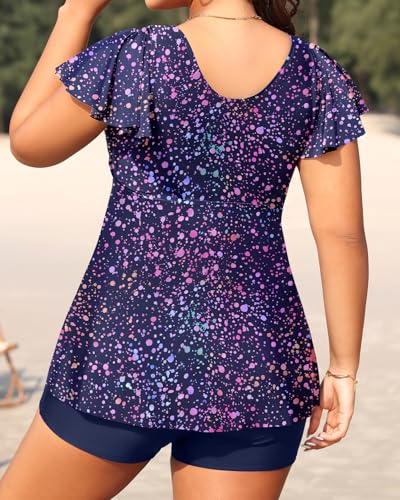 Aqua Eve Plus Size Tankini Swimsuits Bathing Suit - Women Two Piece with Shorts Tummy Control Swimwear3