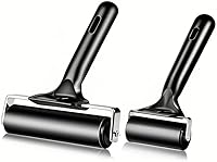 Ortnuzk 2-Pack Rubber Brayer Rollers (4" + 2.2") for Printmaking, Stamping, Ink Coating, Wallpaper & DIY Crafts - Ergonomic Non-Slip Handle