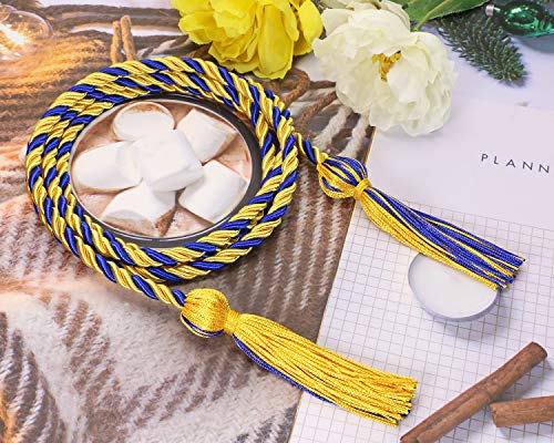 Graduation Single Honor Cord 67 Inch Gold/Blue Long Academic Honor Cord with Tassels for Graduate Student Ceremonies Souvenir Gifts Roman Rope for Halloween Costume Dress (Gold/Blue)