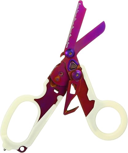 Emergency Rescue Shears,Trauma Shears,Stainless Steel Collapsible Scissors Pliers for Outdoor Camping Tools (Luminous-purple)