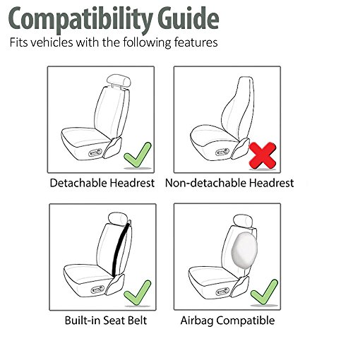 Image of FH Group PU309TAN102 Tan Front PU Leather Seat Cover, Set of 2 (Set Built in Seat Belt Compatible Airbag Ready)