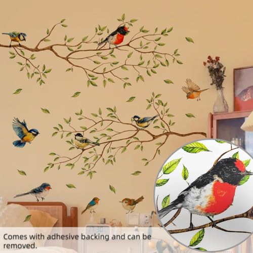 Vinilos decorativos rama con pájaros miniatura 4