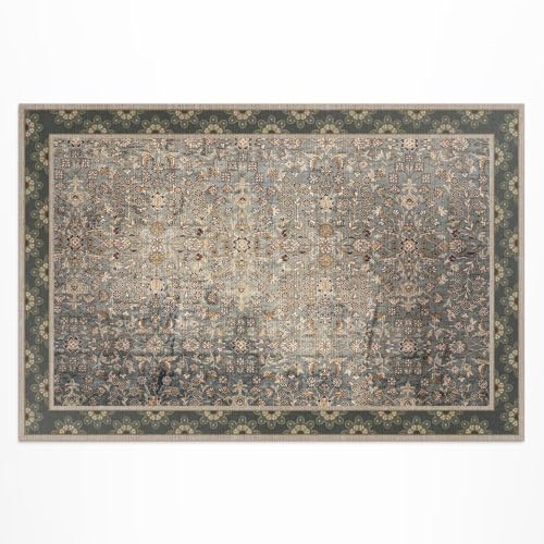 Tapis d'extérieur 80x120 cm en PVC rectangulaire étanche à motif floral pour balcon et jardin - 2
