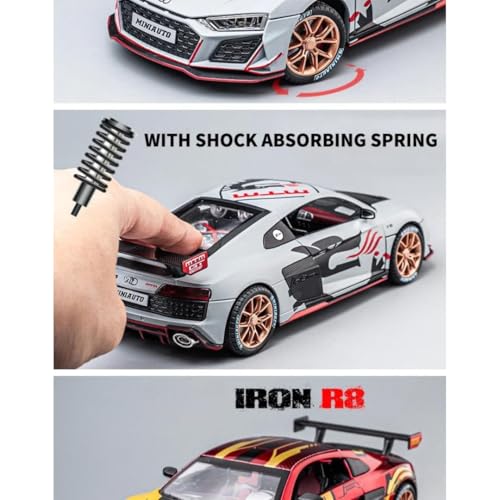 Image of Aodi R8 MTM 1:24 Model Car with Box, Zinc Alloy Pull Back Toy car with Sound and Light for Kids Boy Girl Gift [Colors as Per Stock] (Audi R8 MTM)