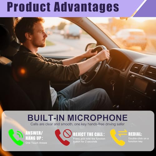 Knocery Bluetooth Auto FM-Transmitter, 4,8 A Bluetooth-Adapter für Auto, Radio, Musik-Player, MP3, Schnellladung USB und Typ C QC3.0, Freisprecheinrichtung, mehrfarbig