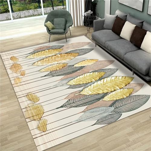 Tapis grande taille 100x200cm jaune à poils courts lavable