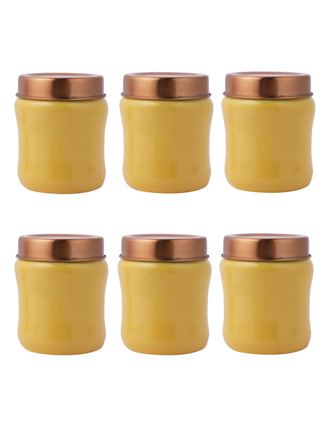Abode Dambroo stainless steel storage container for Food | Jar for kitchen storage | 450ml used for storing spices, salt, sugar Flour, Dry fruits | Set of 6 | Mustard