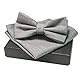 JEMYGINS Herren Baumwollmischung Fliege mit Doppelfalte und Einstecktuch Set,grau