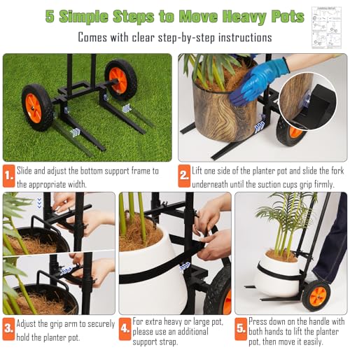 Cathyeen Plant Caddy with Wheels, 3.6FT Heavy Duty Plant Dolly with Adjustable Gripping Arms and Base, Rolling Plant Mover Cart Planter Caddies with Strap for Indoor or Outdoor Garden Plants, Pots by Cathyeen - Image 6