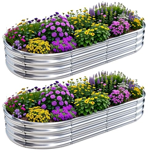 6x3x1 FT Galvanized Raised Garden Bed with Plant Climbing Stand