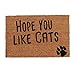 Produktbild Relaxdays, Natur Fußmatte mit Spruch, Hope You Like Cats, Katzenmotiv, Kokosfasern, Außen & Innen, Fußabtreter 40x60 cm, Standard