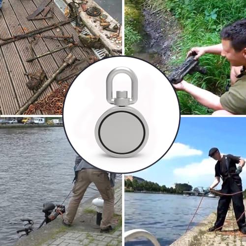 Imán de Pesca Superfuerte de Neodimio Giratorio 360 Grados Doble Cara - 2.95 in de Diámetro miniatura 5