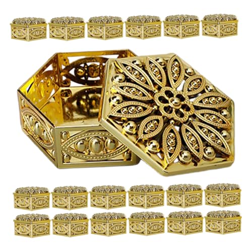 Mobestech Cajas De 24 Piezas Embalaje De De Candy Box Contenedores Pequeño Cajas De Favor De La Boda Cajas De De Fiesta Decoración Decorativo Dulce El Plastico Dorado