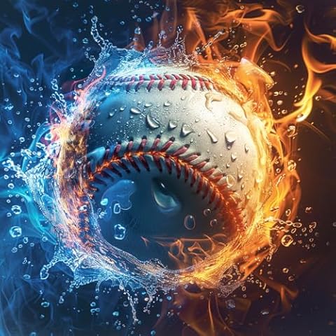 VONBOR Diamond Art Painting Kit, 12x12inch DIY Dimond Paintings for Teens with Super Flash Diamonds, Baseball Theme, Acrylic Paint, Round Drill, Kid/Adult Cover