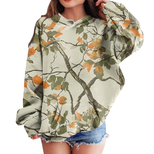 GOFULY Oversized Hoodies For Girls Trendy Camo Long Sleeve Sweatshirt Hooded Fall Boys Hoodies Clothe 2-14 Years