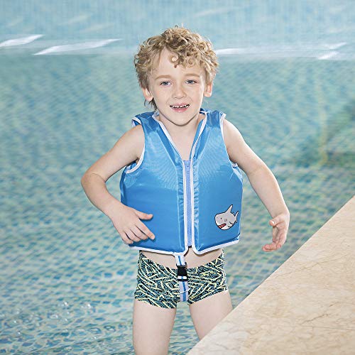 Megartico Swim Float Vest Kids Childrens Swimming Jacket Buoyant Aid (Blue Shark, Large)