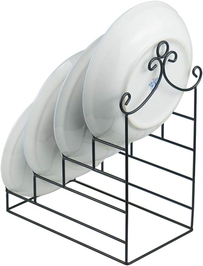 Artliving 4-Tier Metal Scrollwork Dish Rack Plate Rack Display Stand Holder Cabinet Organizer Set of 2