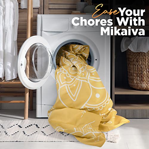 Mikaiva Boho Shower Curtain With 12 Plastic Hanging Hooks, 72 X 72 Inch, Vintage Fabric Softness, Heavy Duty Polyester, Pvc Free, Modern Bathroom Décor, Pink Botanical (Yellow Mandala) #TOP4