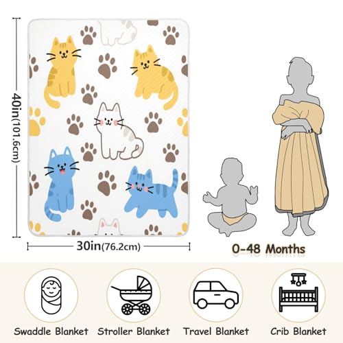 Custom Cute Cat Yellow Blue Throw Blankets Breathable Customizable Dog Blankets for Girls or Boys 30x40in Regalos para Baby Shower de ni?a3