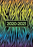  2020-2021 A4 Mid Year Diary  Rainbow Zebra Print: Week to View / Academic Planner from August 2020 - July 2021 Organiser for School, Home and Work - Agenda with UK Dates