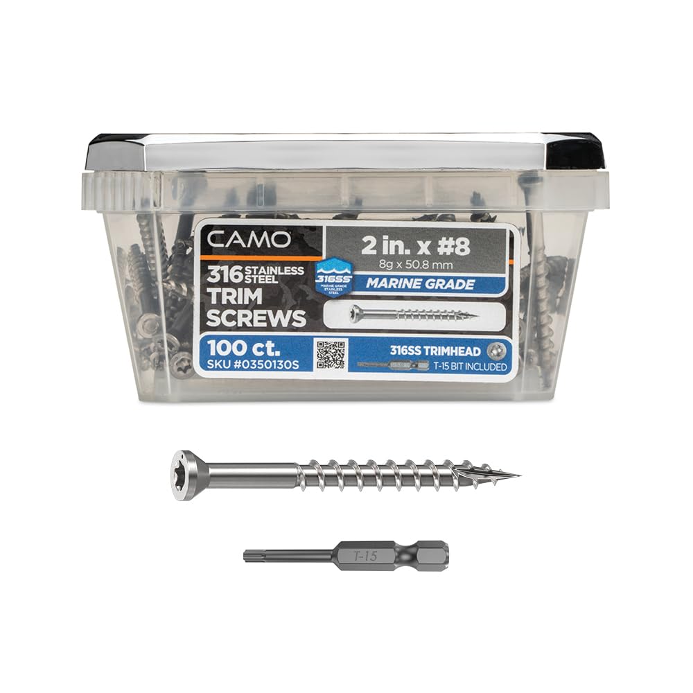 CAMO Premium Trim Screws 2" #8 316 Stainless Steel (100 ct)