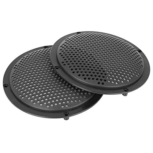 X Autohaux 2Pcs 6" Plastic Audio Speaker Cover Mesh Subwoofer Grill Horn Guard Decorative Circle Grille Protector Black For Car #TOP5