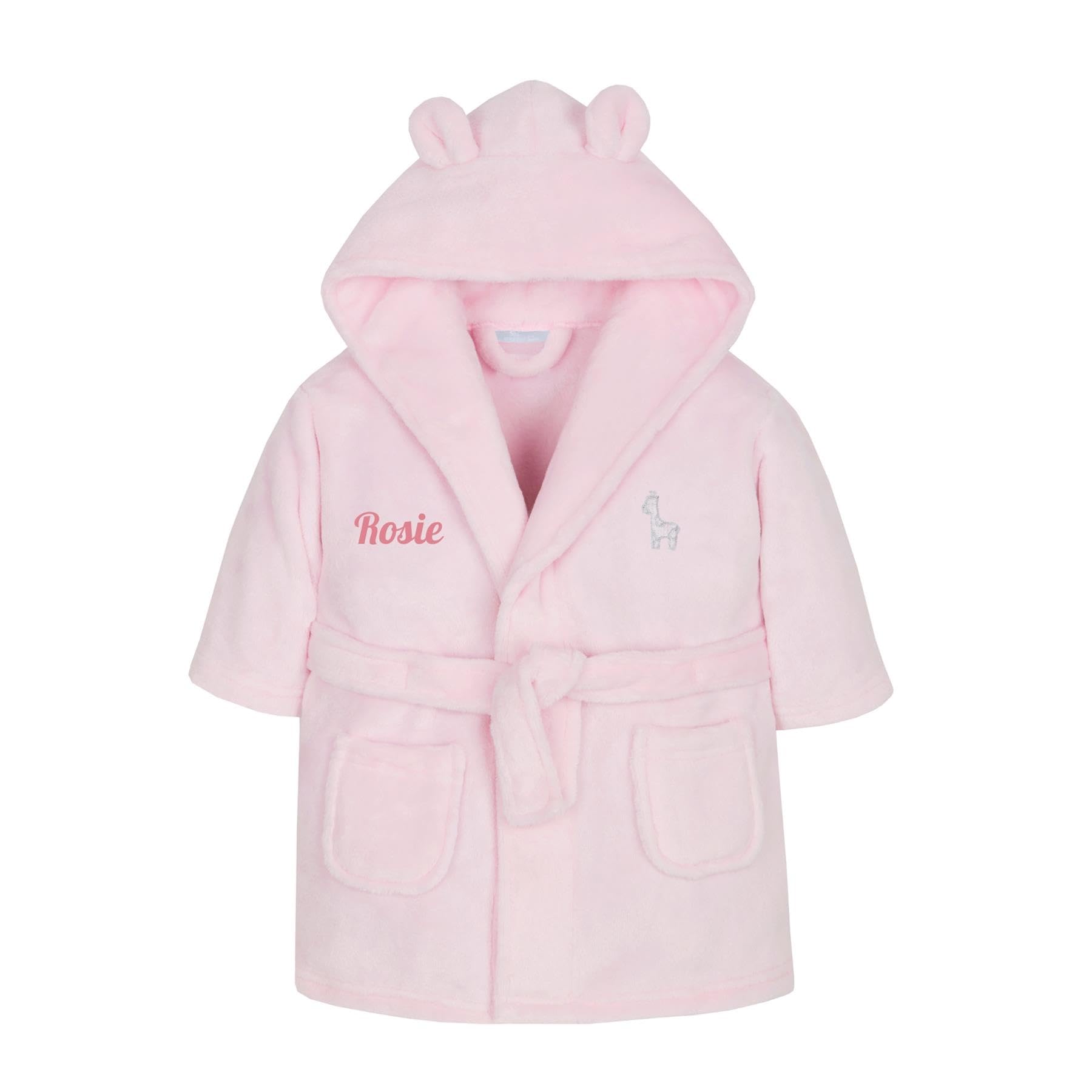 Style It Up Baby Boy Girl Babies Dressing Gown Robe Plush Fleece Velvet Soft Cosy Warm Gift, (PINK, 6-12M)