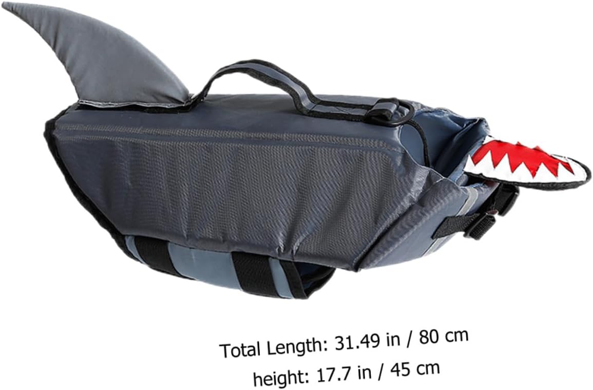 VICASKY Dog Shark Swim Vest Waterproof Floatation Life Jacket Reflective Gray XL for Outdoor Training and Pool Use