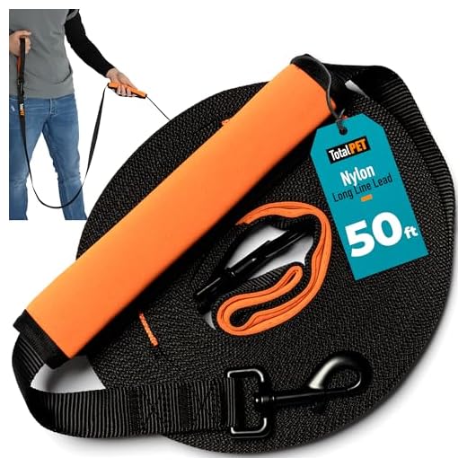 50ft Long Leash for Dogs - Long Line Dog Leash for Training Recall/Commands at Distance - Nylon, Heavy Duty - Ideal for Large & Small Breeds