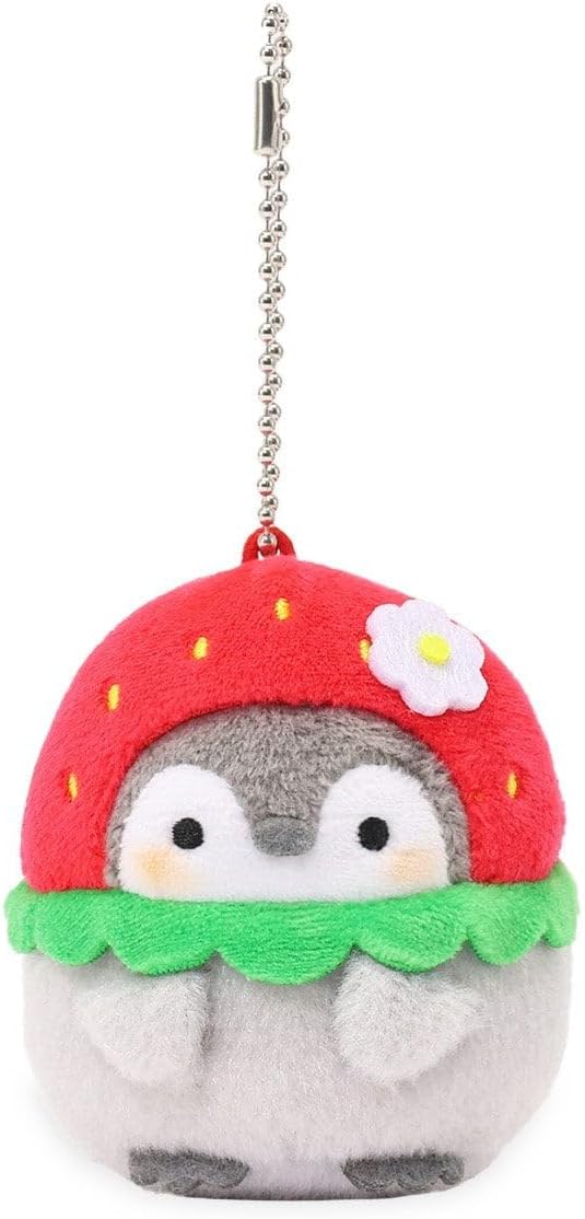 Mini Plush – 3" Penguin Plush with Strawberry Hat – Officially Licensed Collectible Kawaii Toy Charm