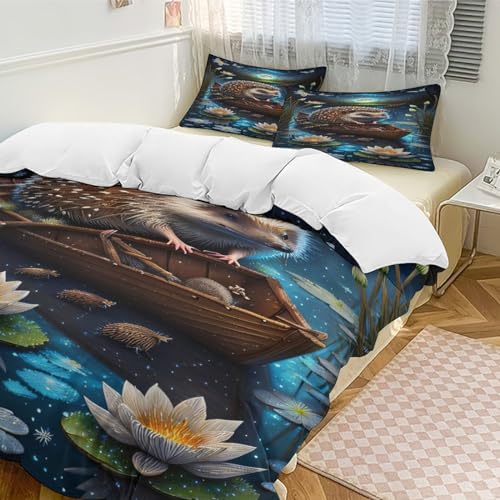 Parure de lit hérisson en microfibre coton pour créer un cocon doux en hiver