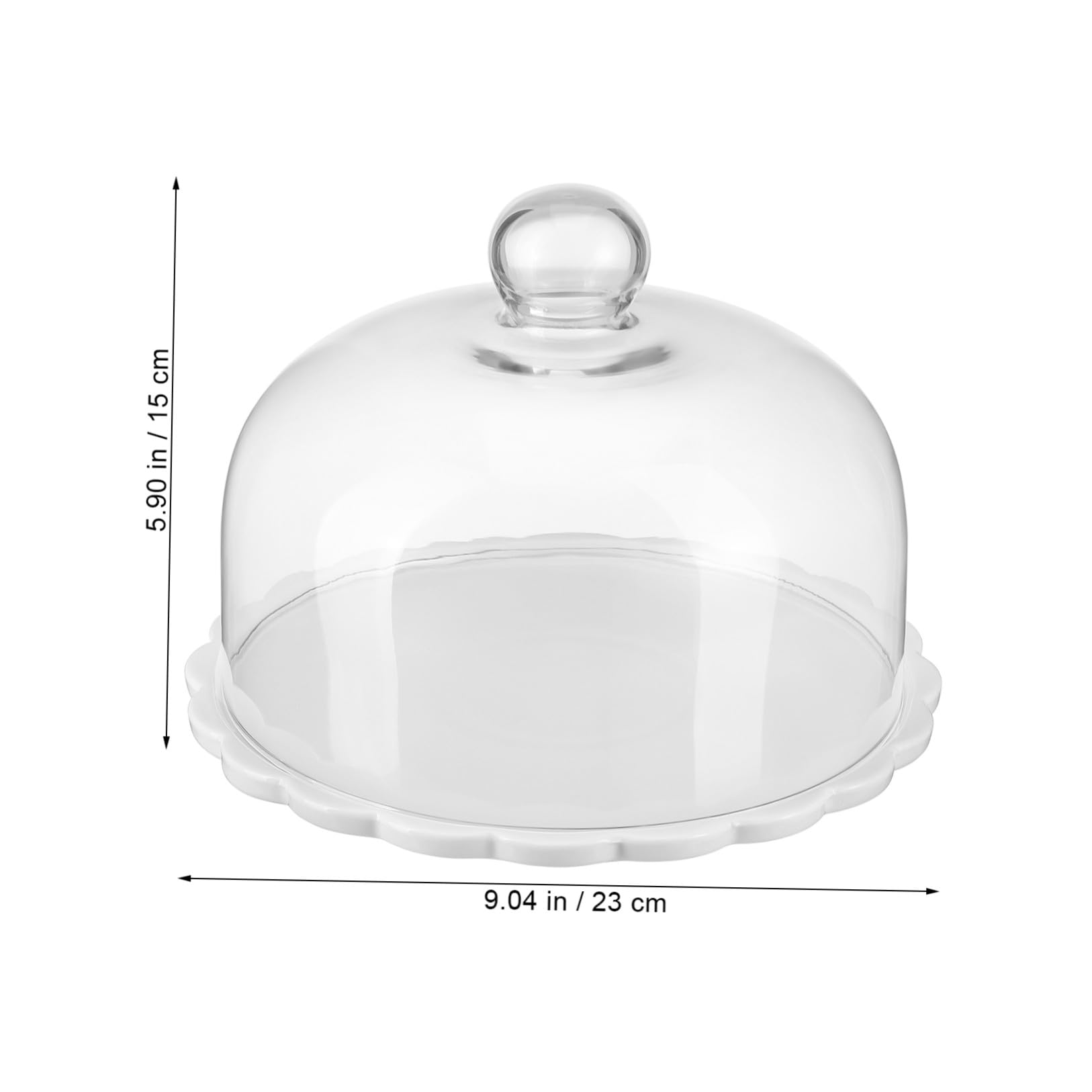 Cubierta para Tartas con Tapa de Vidrio Transparente 9.25 Pulgadas, Plato de Pastel con cúpula de Vidrio y Base de cerámica, 1 Set para Servir postres y Mostrar Pasteles