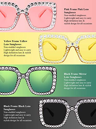 Frienda Oversize Square Sparkling Sunglasses Retro Thick Frame Sunglasses2