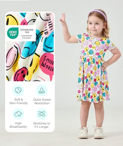 Baby and Toddler Girls Summer Dress Bamboo Viscose Short Sleeve Casual Skater Dresses3