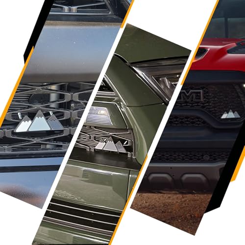 Image of Truck Grille Accessories Tri-Color Grille Snow Mountain Shape Emblem Decoration Accessories Car Truck Label Compatible with Tacoma 4Runner Tundra Sequoia Rav4 Highlander(White,Gray,Black)