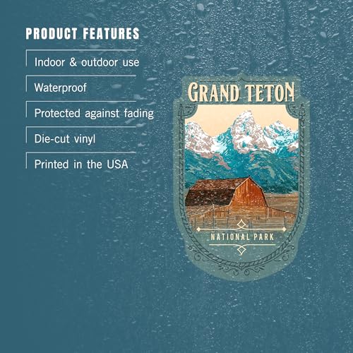 Image of Die Cut Sticker Grand Teton National Park, Wyoming, Painterly National Park Series, Vinyl Sticker, (Waterproof Decal for Cars, Water Bottles, Laptops, Coolers), Large