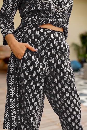 Image of MIRCHI FASHION Pure Cotton Women Straight Batik Print & Mirror Work Kurti Set with Dupatta and Pant
