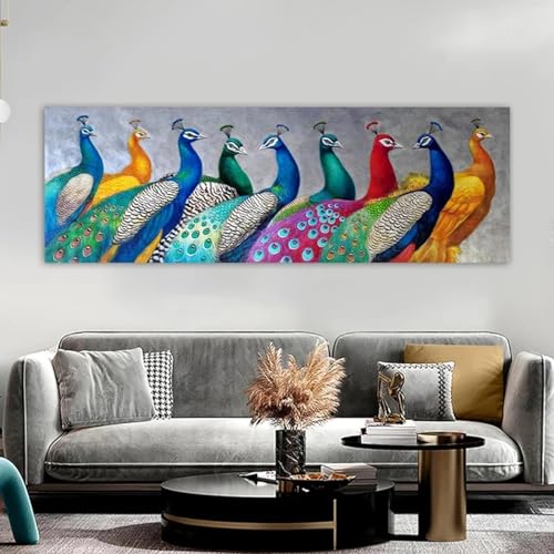 Impression sur toile paon colorée grand format pour art mural - 6