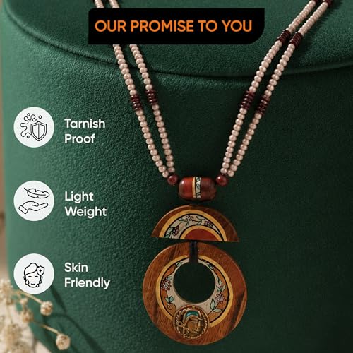 Image of AAKRITI ART CREATIONS Boho & Tribal Handcrafted Necklace Collection | Jute, Wooden & Brass Pendant Designs | Ethnic Collar, Loop & Statement Jewelry for Women | Artisan Festival & Everyday Wear