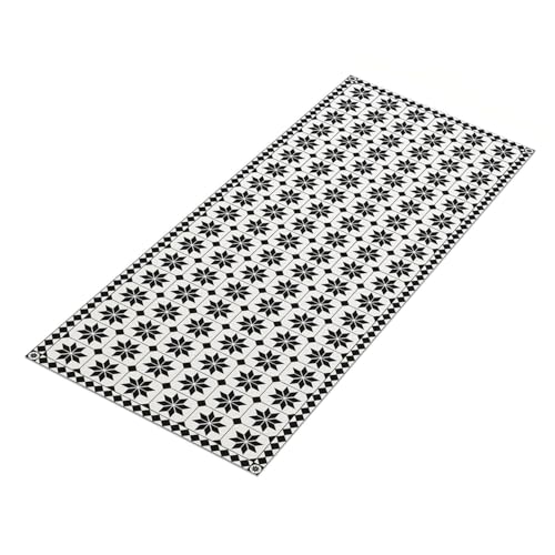 IDMarket - Tapis en Vinyle Effet mosaïque Noir et Blanc 66 x 160 cm