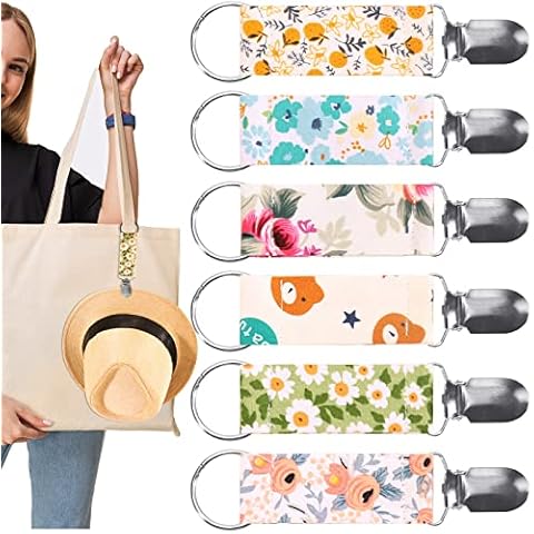 Fivebop 6 Pieces Hat Clips for Travel Handbag Backpack Elastic Hat Mitten Dress Strap Clip Outdoor Travel Accessory for Adults Kids (6 Pcs-Flower) Cover