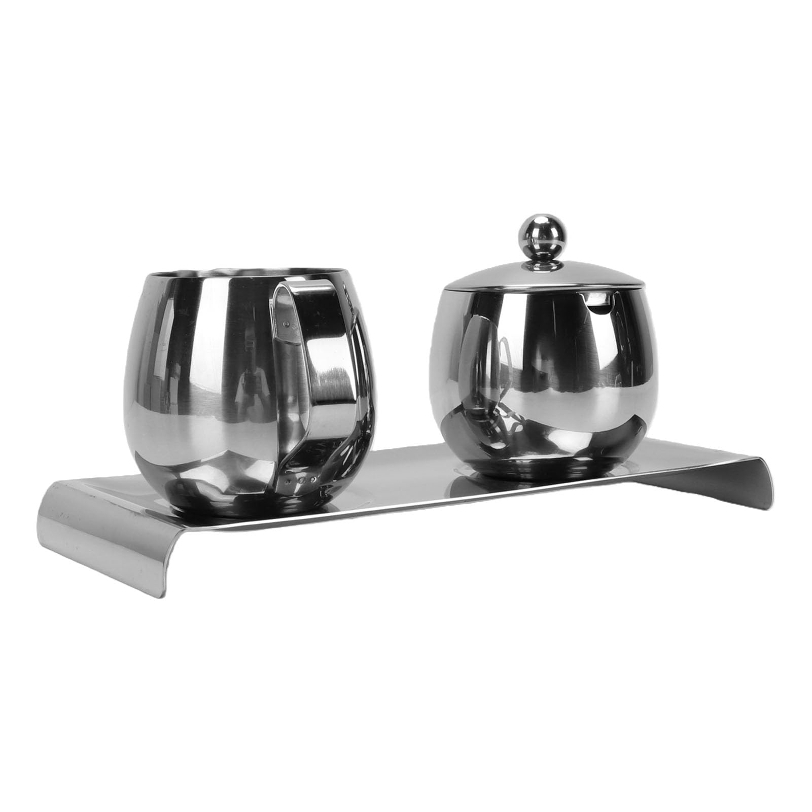 GOWENIC Jarra para Espumar Leche de Acero Inoxidable de 300 Ml, Juego de Latte Art con Bandeja para Azucarero, Boquilla Ergonómica de Precisión para café Barista, Acero Inoxidable 304