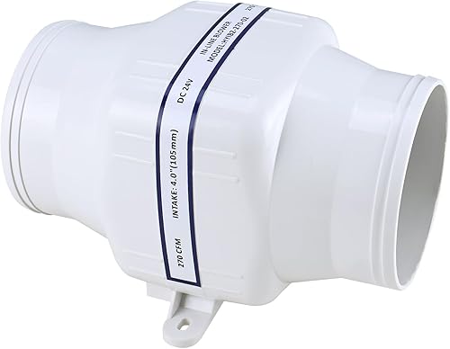 Miniatura 9 de NovelBee Marine - Ventilador eléctrico de 24 V de 4 pulgadas en línea, ventilador de escape en línea de 270 CFM para barco