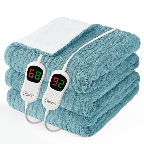 Image of Homemate Electric Heated Blanket Queen - 84 inchx90 inch Heating Bed Blankets Throw with 10 Heating Levels 8 Hours Auto Off Fast Heating Over-Heated Protection Ultra Soft Warm Flannel ETL Certified