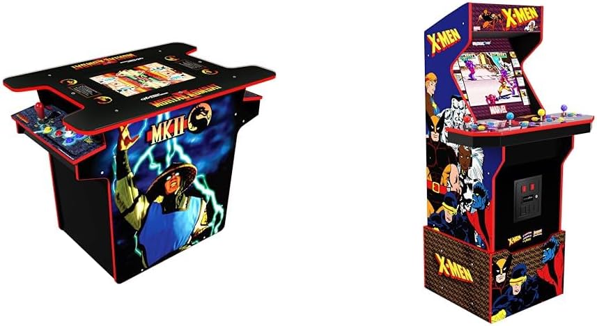 Arcade 1Up Arcade1Up X-Men 4 Player Arcade Machine (with Riser & Stool) - Electronic Games & Mortal Kombat Head-to-Head Arcade Machine, 2 Player Cocktail Style Cabinet for Home