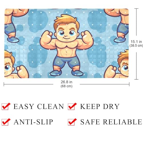 Tapis de bain antidérapant PVC extra long avec ventouses pour douche