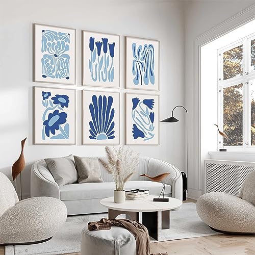 Matisse Flower Wall Art Prints Blue Abstract Wall Decor Aesthetic Canvas Wall Art Picasso Gallery Posters Matisse Preppy Pictures Flower Paintings for Bathroom 8x10 Inch Unframed Set of 6 - Image 6