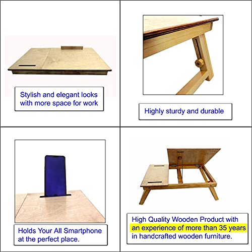 Image of Multi-Purpose Portable Wooden Foldable Laptop Table with Foldable Legs /Computer Stand for Reading Writing on Bed, Couch, Sofa, Floor