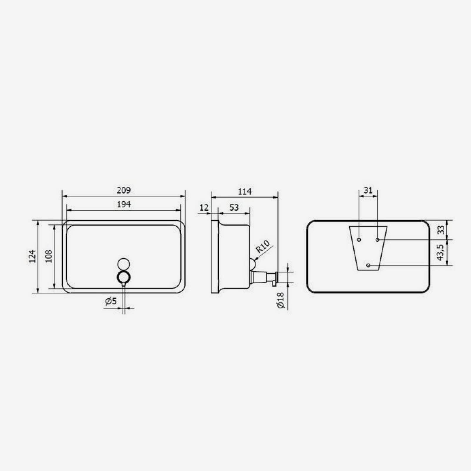 Jofel - Dosificador de Jabón para Pared, Rellenable con Jabón Líquido con Capacidad de 1L, Dispensador Jabón Baño Horizontal, Válvula Antigoteo y Anticorrosión, Clásica ALL1003B, Inox Brillo